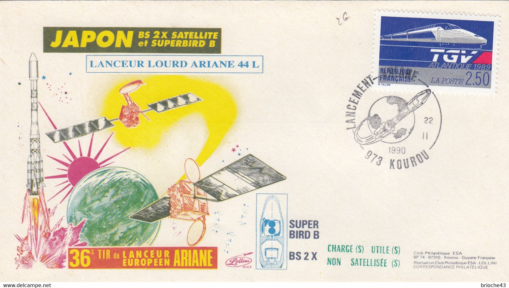 ESA - ARIANE 44L - JAPON BS SX SATELLITE ET SUPERBIRD B - 36e TIR - KOUROU 22.2.1990     /4 - Altri & Non Classificati