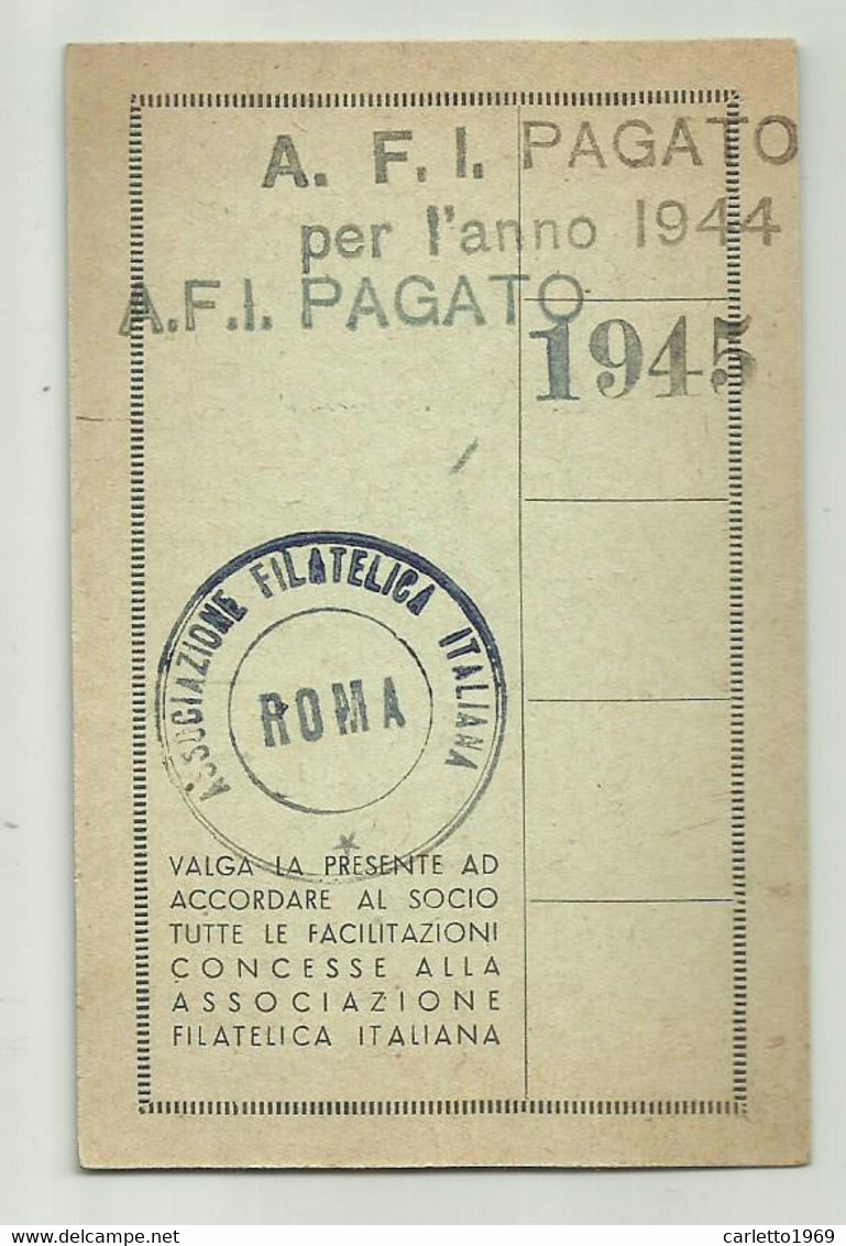 TESSERA ASSOCIAZIONE FILATELICA ITALIANA  1944 - Verzamelingen