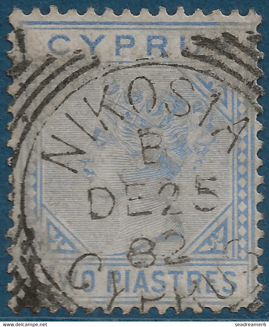 Chypre CYPRUS  N°11 2 Piastres Bleu Filigrane CC Oblitération Superbe De NIKOSIA  25 Décembre 1882 SUP - Cipro (...-1960)