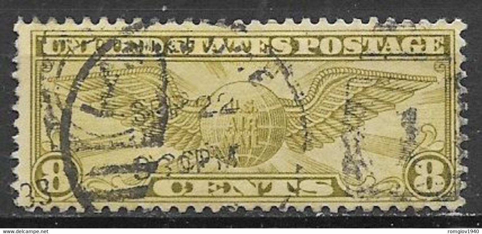 STATI UNITI 'AMERICA 1932 POSTA AEREA MONDO ALATO UNIF. A17 USATO VF - 1a. 1918-1940 Afgestempeld