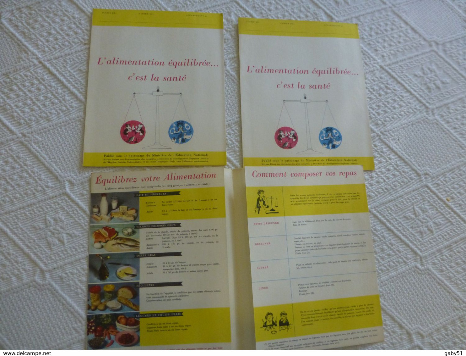 L'alimentation équilibrée C'est La Santé, Lot De 3 Protège-cahiers Anciens ; PAP03 - Altri & Non Classificati