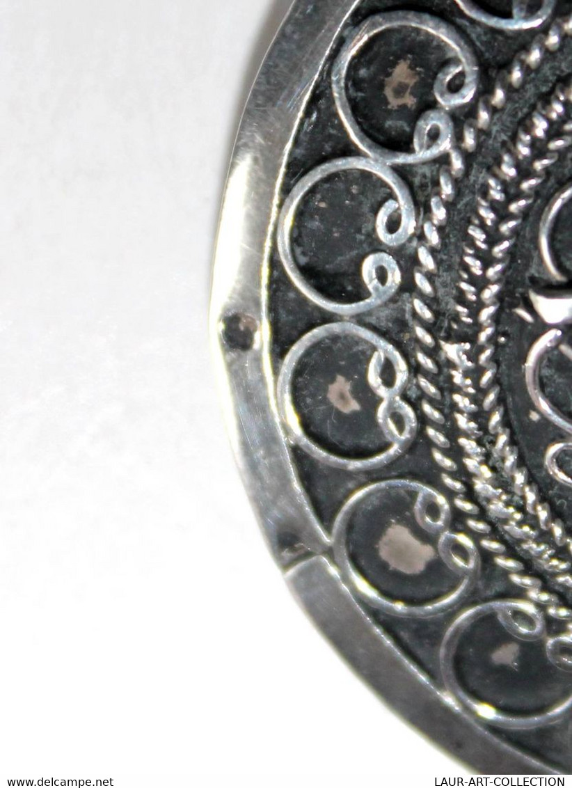 ANCIENNE BROCHE ORIENTALE / MAGHREB EN ARGENT POINCONS - D:4cm MAGNIFIQUE & RARE       (220122) - Art Oriental