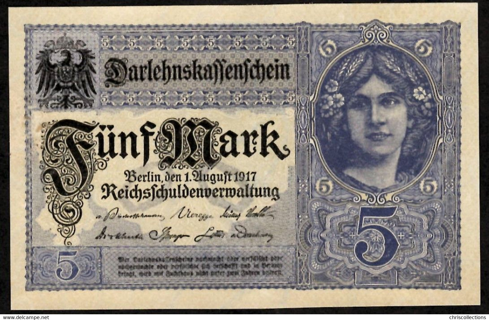 ALLEMAGNE - 5 Mark -  Berlin 1.8.1917 - Darlehnskaffenfchein - Sup+ - 5 Mark