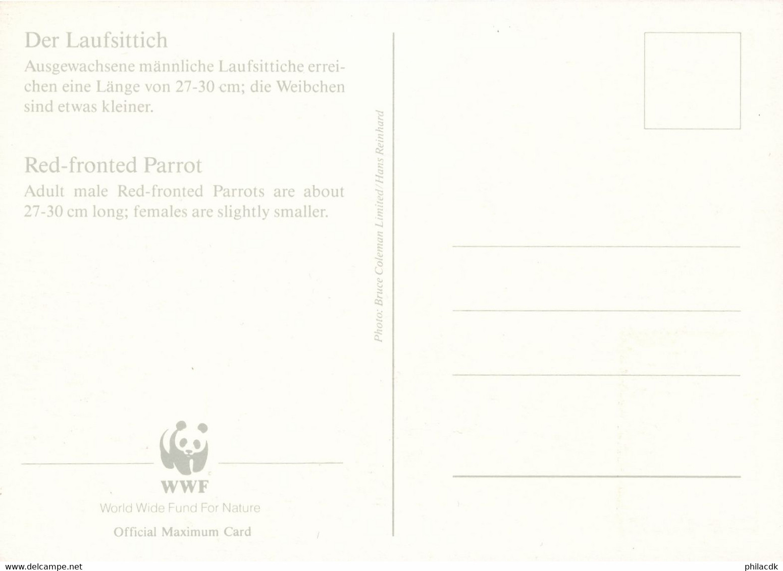 WWF - LOT DE 4 CARTES MAXIMUM FIRST DAY OF ISSUE NORFOLK ISLAND 16 SEPTEMBRE 1987