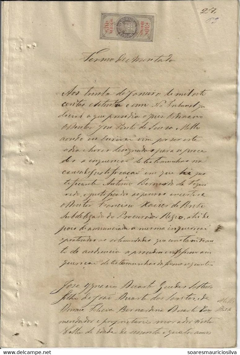 Portugal 1871 Part Of District Court Process With 9 Sheets With One Tax Fiscal Revenue Stamp 30 Réis On Each - Covers & Documents