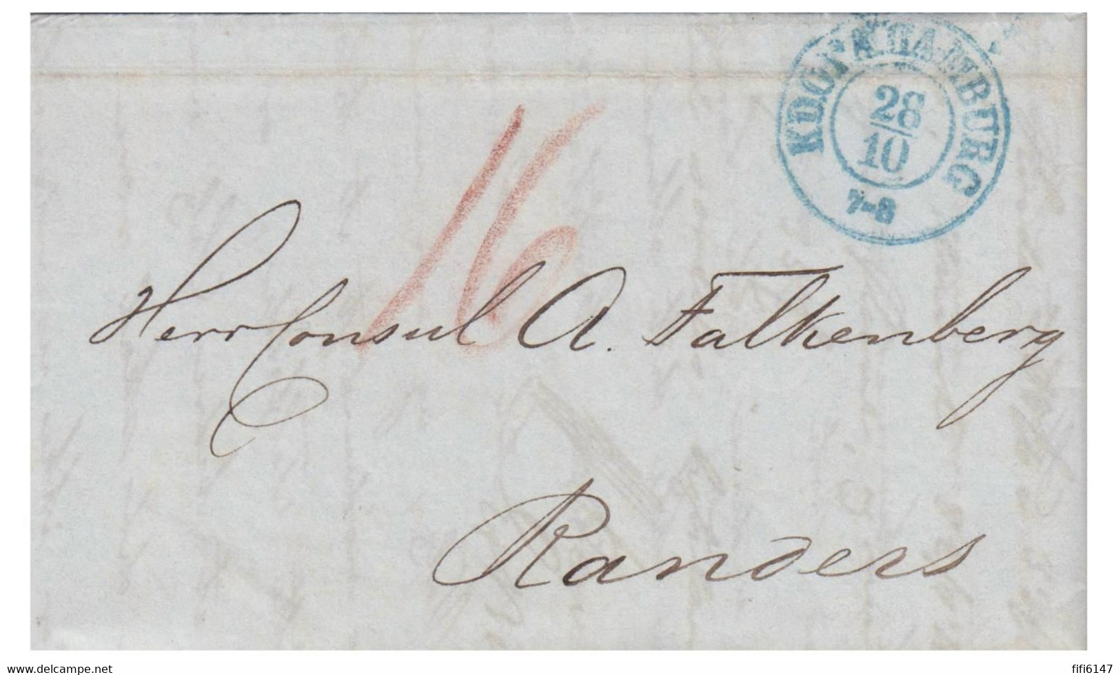 DANEMARK - 1852 -- Lettre De LONDRES Pour SANDERS -- Transit HAMBOURG -- Taxe Manuscrite En Rouge -- - Cartas & Documentos