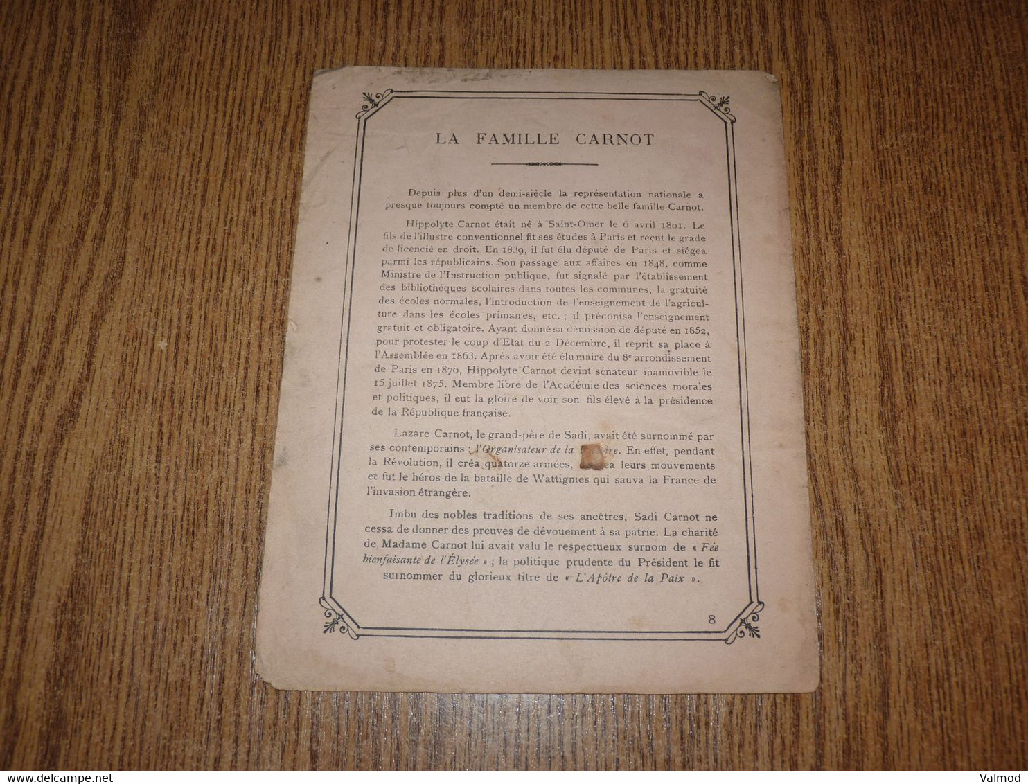 Protège-Cahier/Couverture "La Vie Du Président Carnot" - Voir Détail Sur Photos - Format Plié 22,5 Cm X 17,5 Cm Environ. - Protège-cahiers