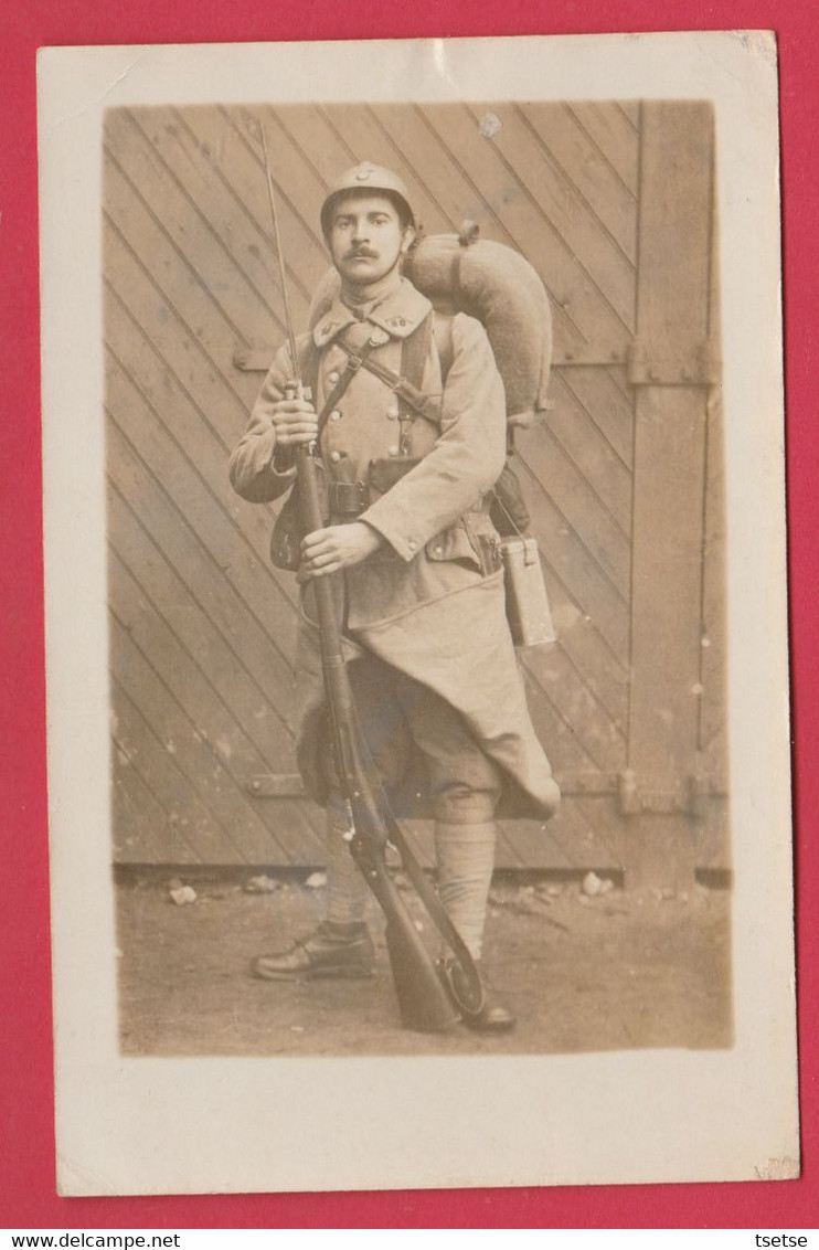 Poilu En Tenue De Campagne / Baïonnette Au Canon - 80me Régiment D'Infanterie - 1919 / Carte Photo ( Voir Verso ) - Guerra 1914-18