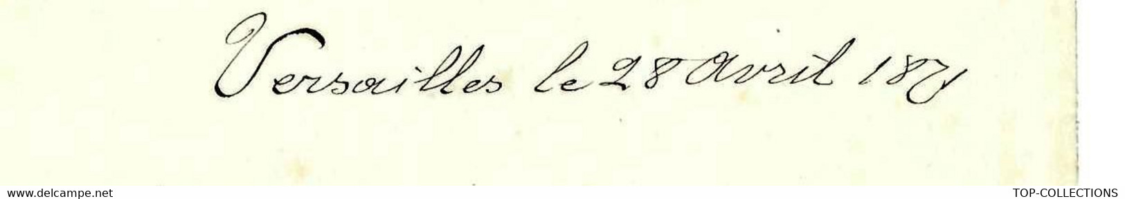 1871 GUERRE DE 1870-1871 VERSAILLES MARINE COLONIES SANTE  J. Roux Directeur Service Santé PORT DE TOULON Sign. - Autres & Non Classés