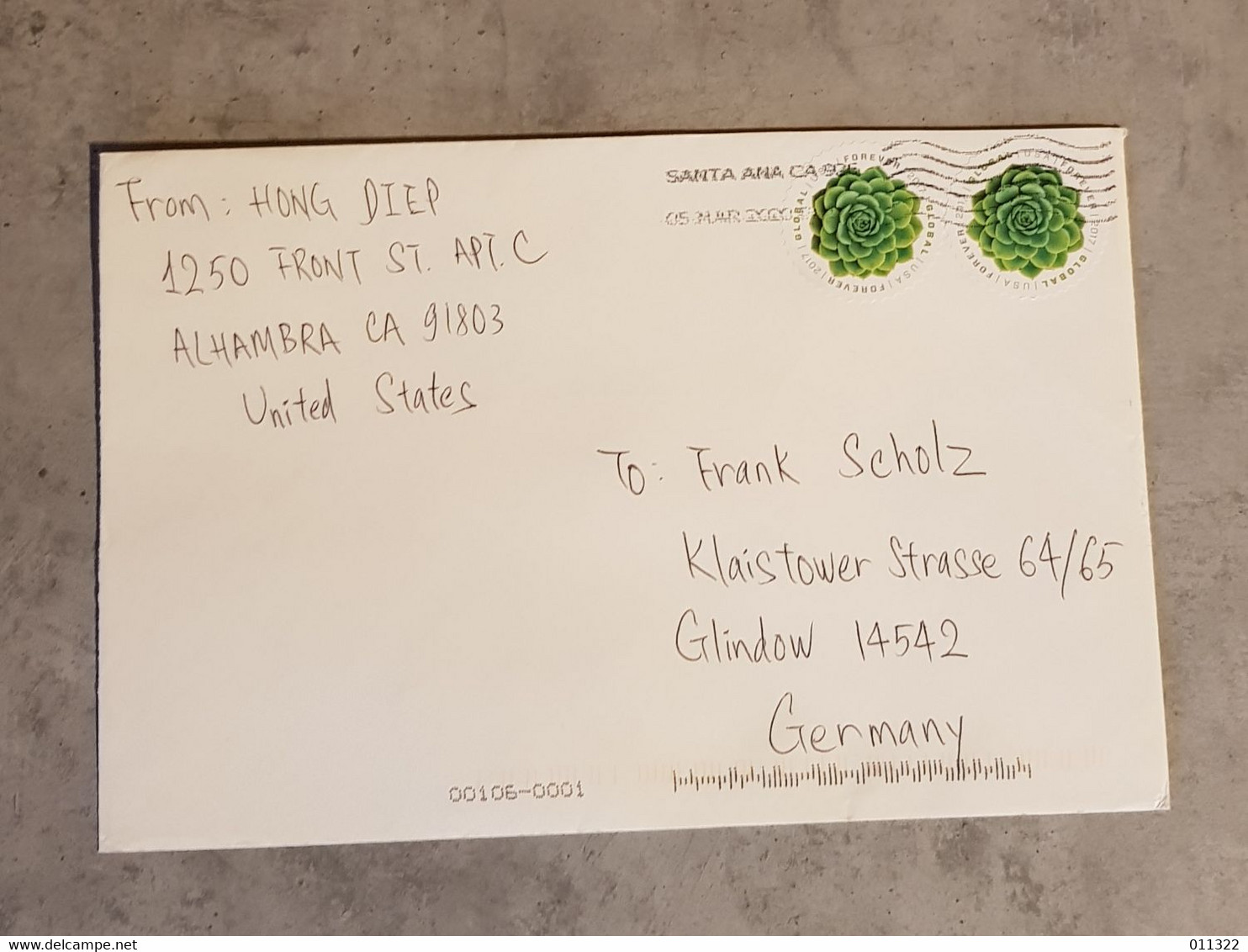 U.S.A COVER CIRCULED SEND TO GERMANY - Autres & Non Classés