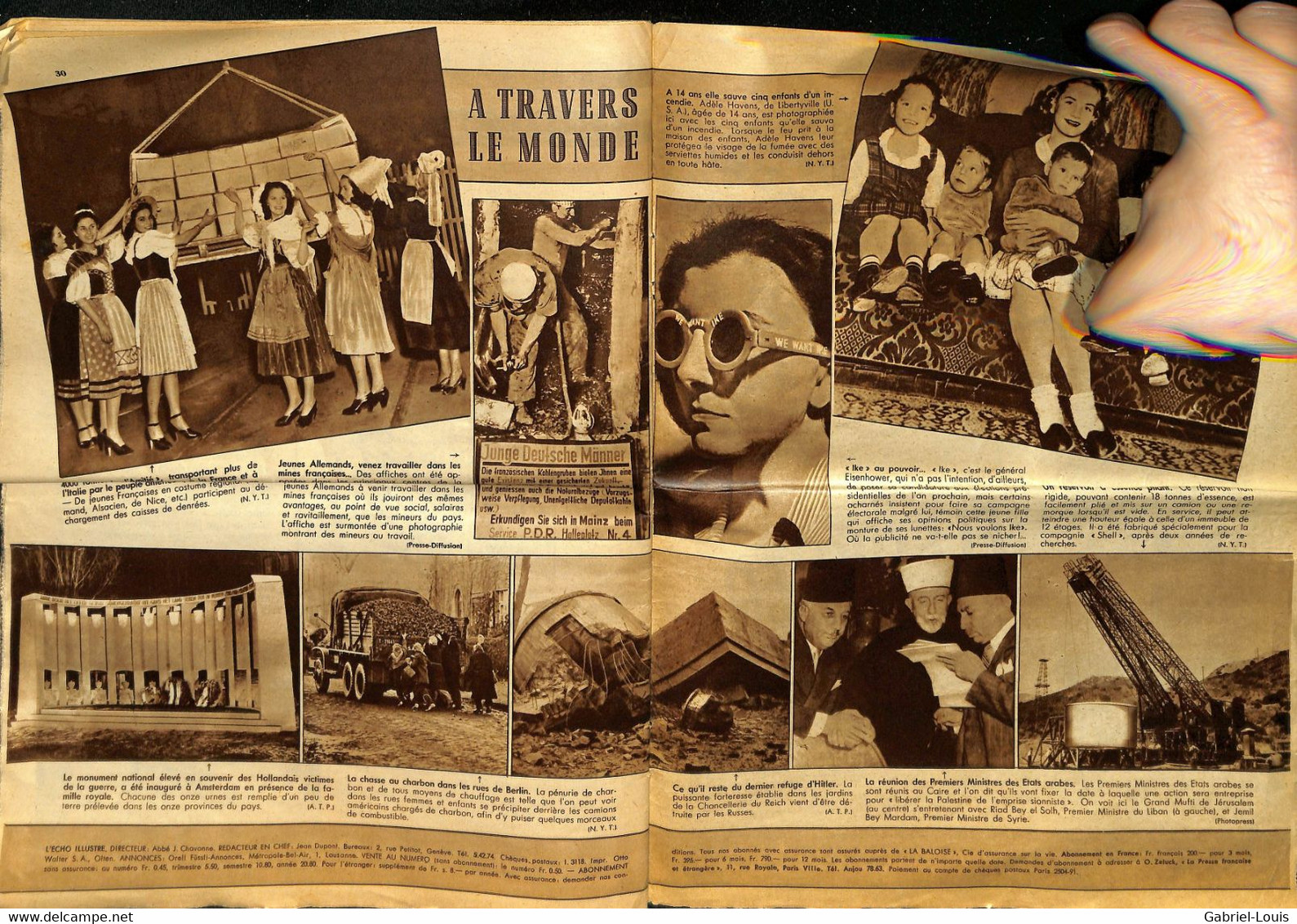 L'Echo Illustré 1947 52 Paix et justice sociale/Fête foraine Genève/Ferronnerie d'art Ferronnier /Valais/Publicités