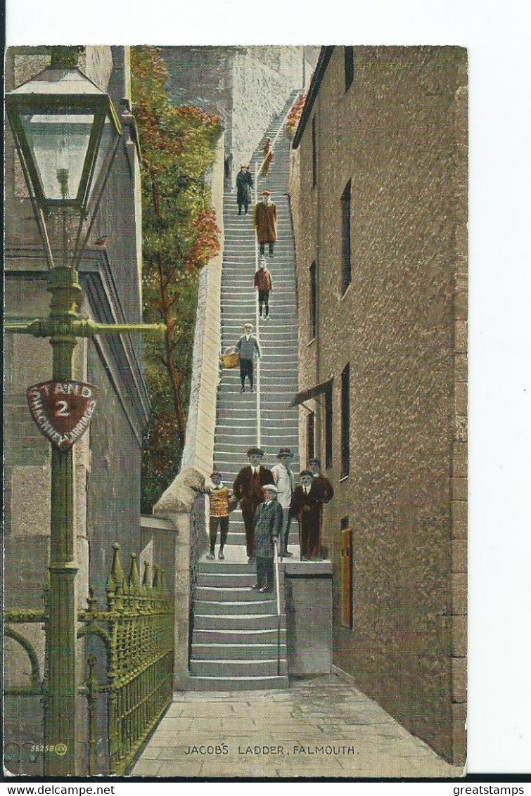 Cornwall    Postcard  Falmouth Jacob.s Ladder - Falmouth