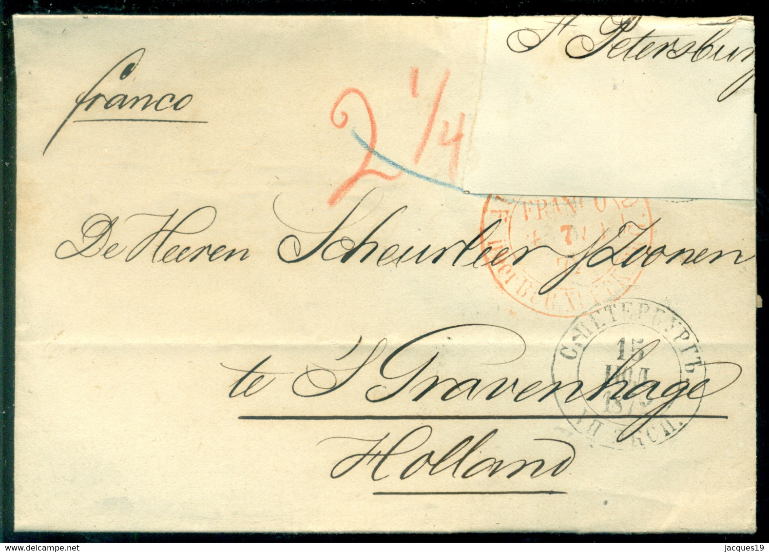 Rusland 1872 Brief Zonder Tekst Van St. Peresburg Naar Scheurleer Den Haag - Other & Unclassified