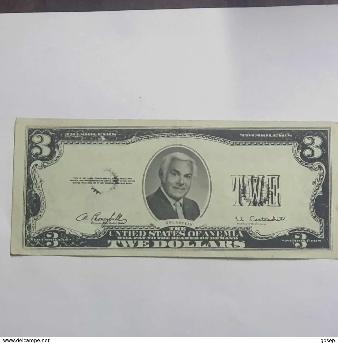 U.S.A-federal Reserve Note-(3$)-(11)-(goldstein)-(?)-(Sample Notes)-u.n.c - Colecciones Lotes Mixtos