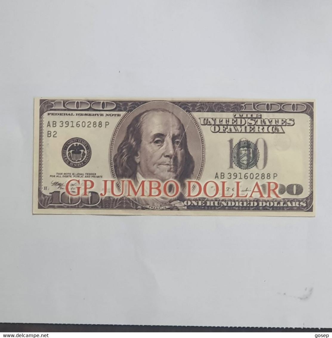 U.S.A-federal Reserve Note-(100$)-GP JUMBO DOLLAR-(17)-(AB 39160288  P B2)-(?)-(Sample Notes)-very Good - Verzamelingen