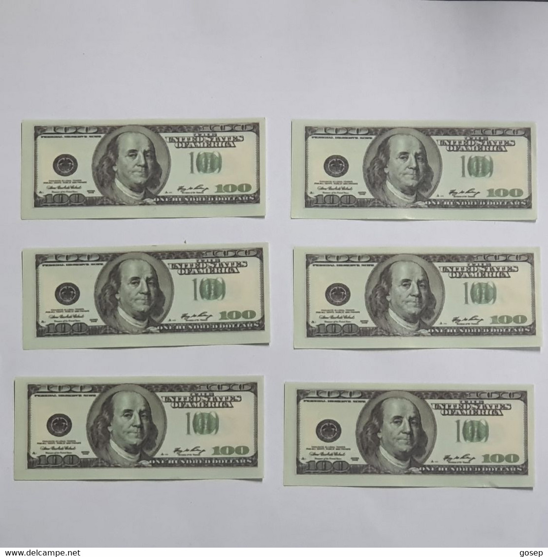 U.S.A-federal Reserve Note-(100$)-(6 Note)-short Note-(19)-(?)-(?)-(Sample Notes)-u.n.c - Colecciones Lotes Mixtos