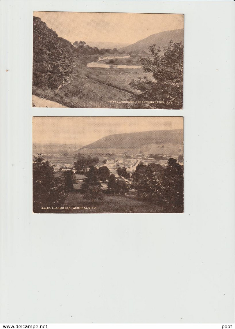 Llanidloes : General View / The Severn At Dol Llys ----- 2 Cards - Montgomeryshire