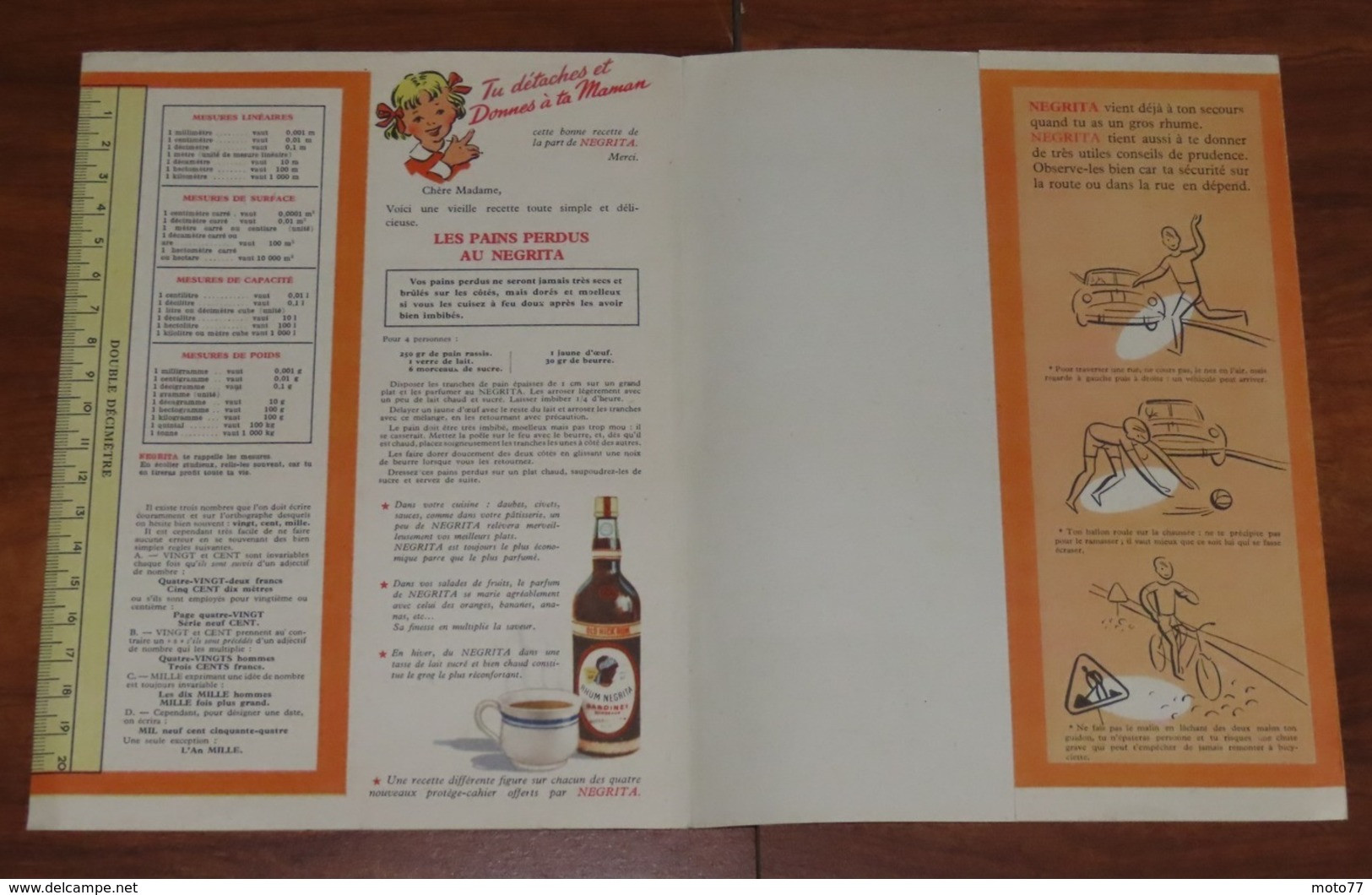 PROTÈGE CAHIER 34 - Rhum NEGRITA - Martinique - Enfants Cuisine - Années 50 - 17.5x23 - Bon Etat D'usage : Voir Photos - Protège-cahiers