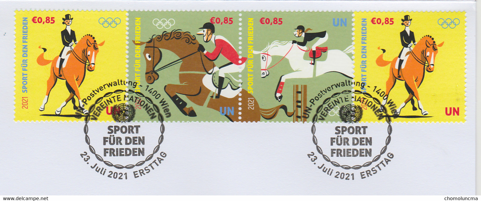 United Nations 2021 FDC Olympics Tokyo Cheval Horse Riding Equitation Dressage Saut D'obstacles Equestrianism - Ungebraucht