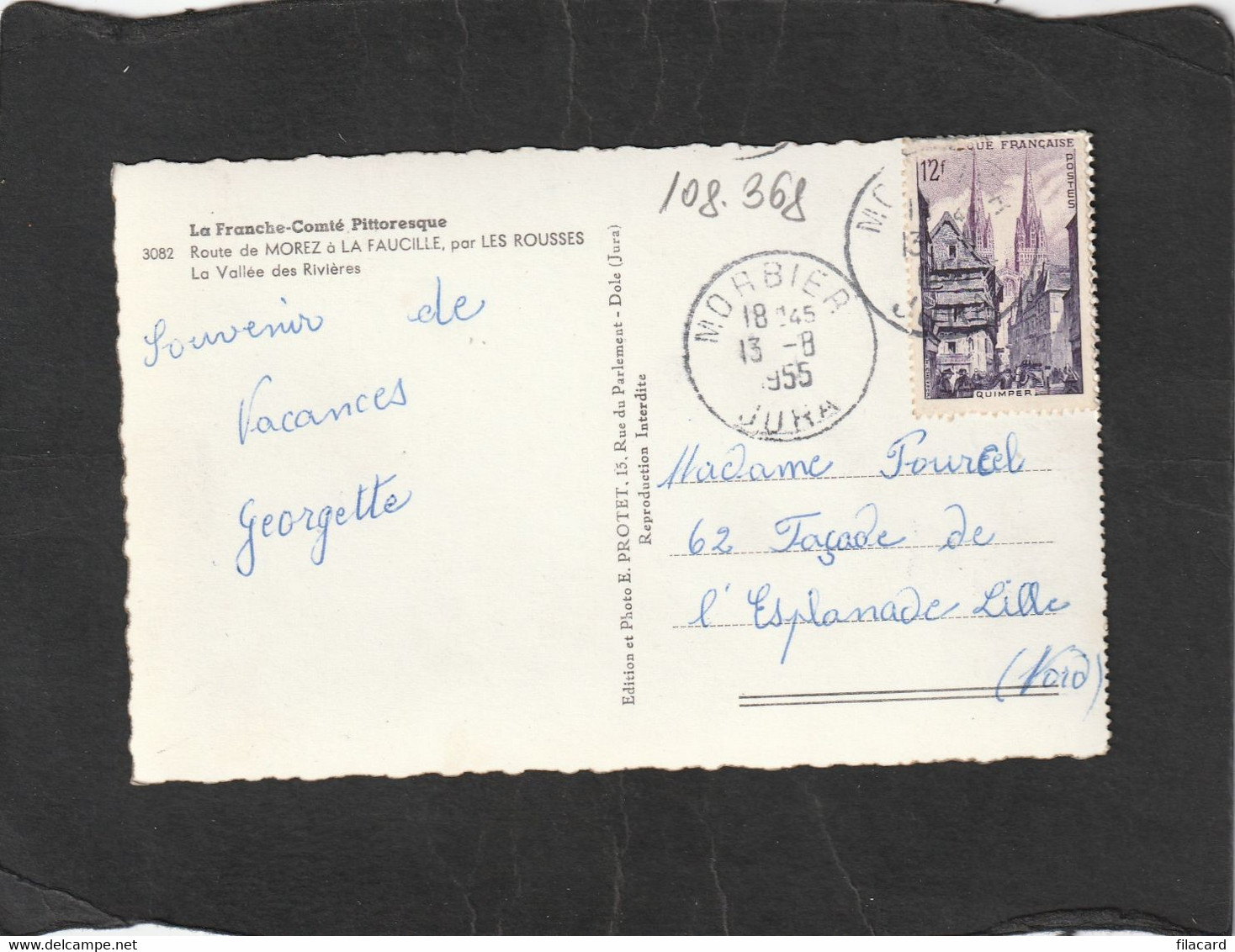 108368      Francia,     Route  De  Morez  A La Faucille,  Par Les  Rousses,  La  Vallee Des Rivieres,  VG  1955 - Franche-Comté