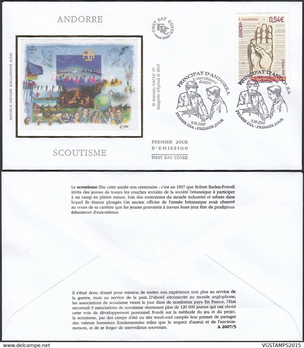 Andorre 2007 - Andorre Française-  FDC. Yvert  Nº 640. Theme: Scoutisme....  (EB) DC-10400 - Gebruikt