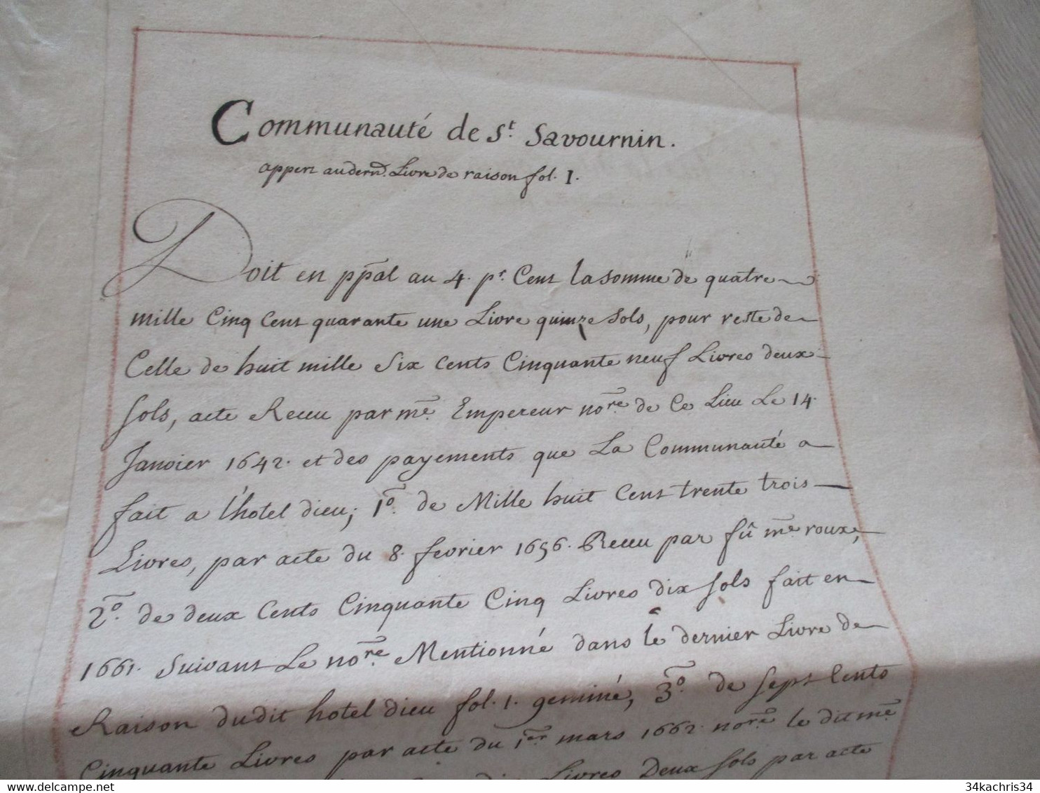 Communauté De Saint Savournin Comptes Paiement à L'Hôtel Dieu Notamment De 1742 à 1756 - Manuscrits