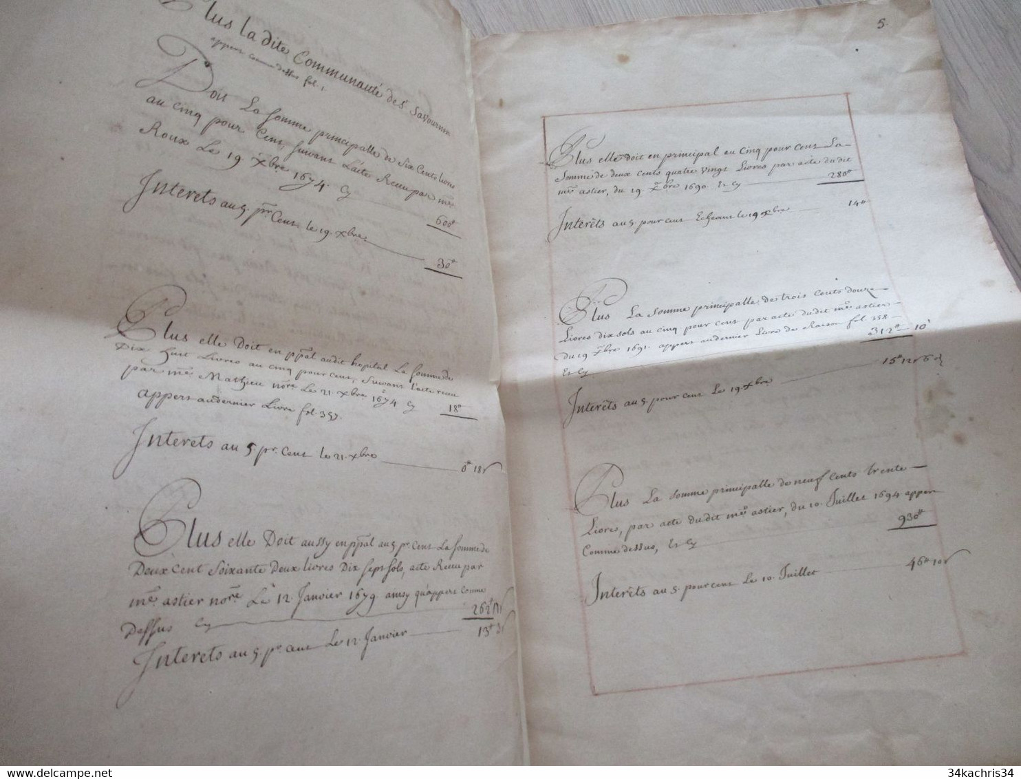 Communauté De Saint Savournin Comptes Paiement à L'Hôtel Dieu Notamment De 1742 à 1756 - Manuscritos