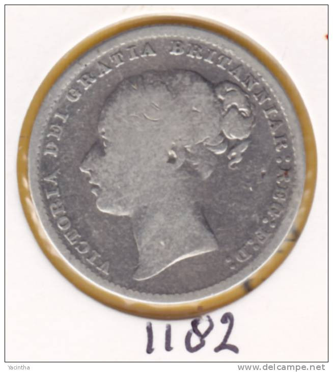 @Y@   Groot Britannie  1 Shilling 1880   (1182)  Zilver / Ag / Prata - F. 3 Pence