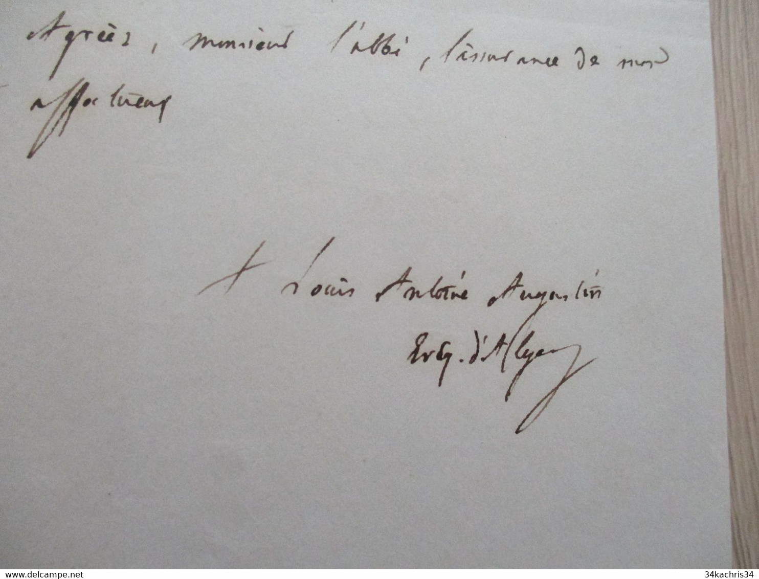 LAS Autographe Signée PAUY Premier évêque D'Alger 1848 Recommandation D'un Abbé - Andere & Zonder Classificatie