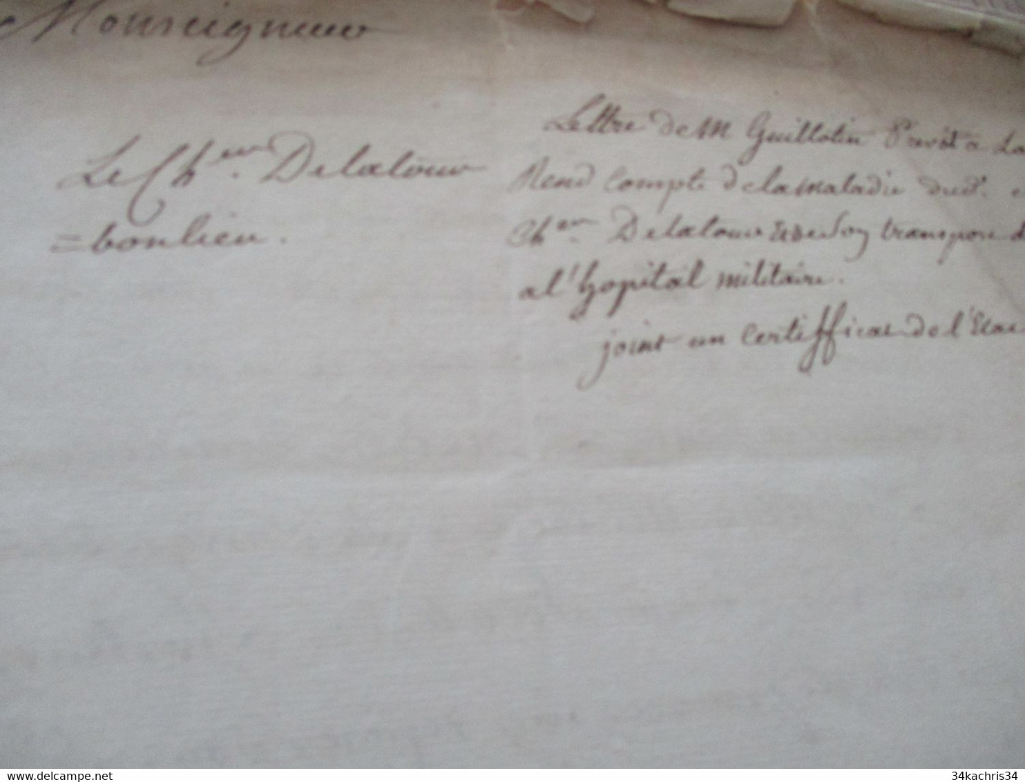 LAS Autographe Signée GUILLOTIN Prèvôt  La Rochelle 1766 Compte Rendu Transport Des Prisons à L'Hôpital De DELATOUR - Autres & Non Classés