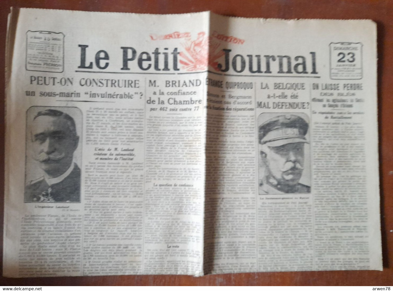 Quotidien Le Petit Journal 23 Janvier 1921 Pub Benjamin Rabier La Belgique A T Elle été Mal Défendue? - Le Petit Journal