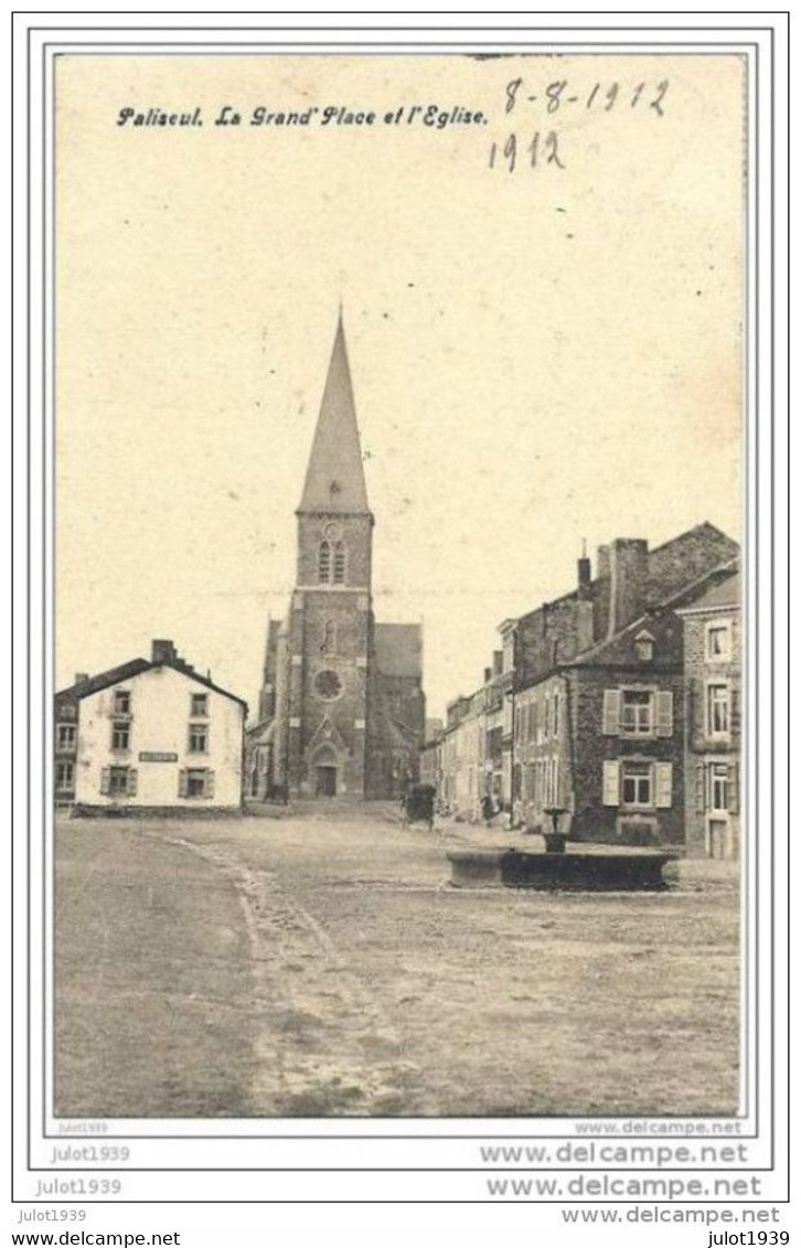 PALISEUL ..-- GENDARMERIE . Grand ' Place Et Eglise . 1912 Vers GROS - FAYS ( Mme BOURGUIGNON - DELVAUX ) . Voir Verso . - Bièvre