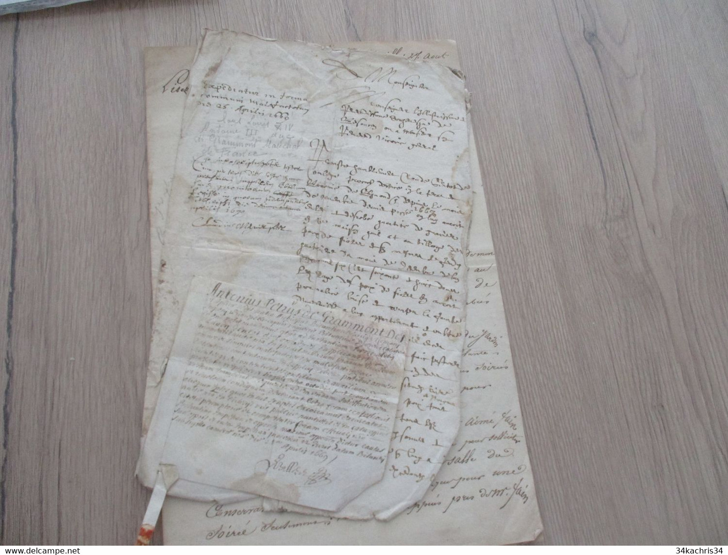 X2  Documents Dont 1669 De Grammont. Texte à Découvrir - Manuskripte