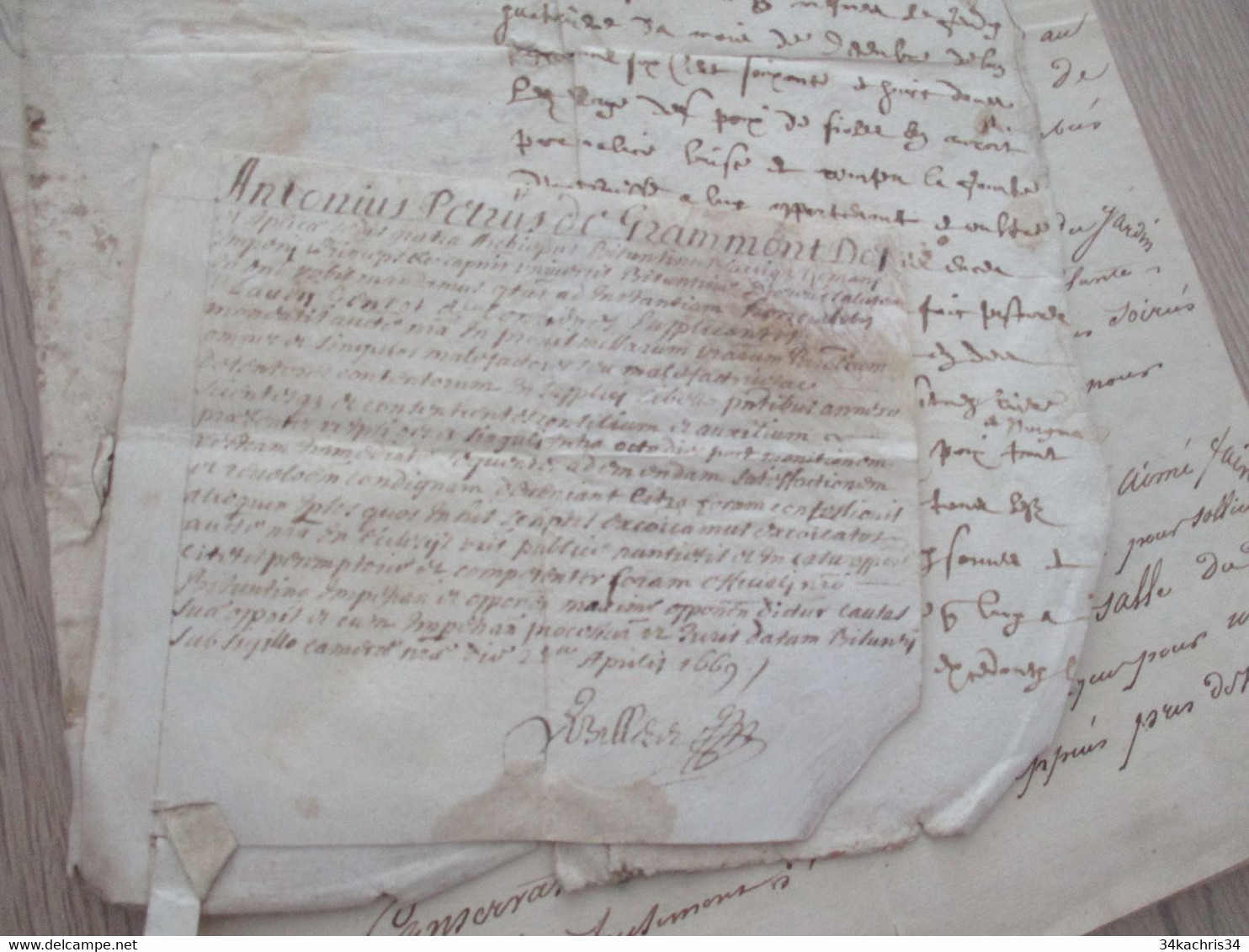 X2  Documents Dont 1669 De Grammont. Texte à Découvrir - Manuscritos