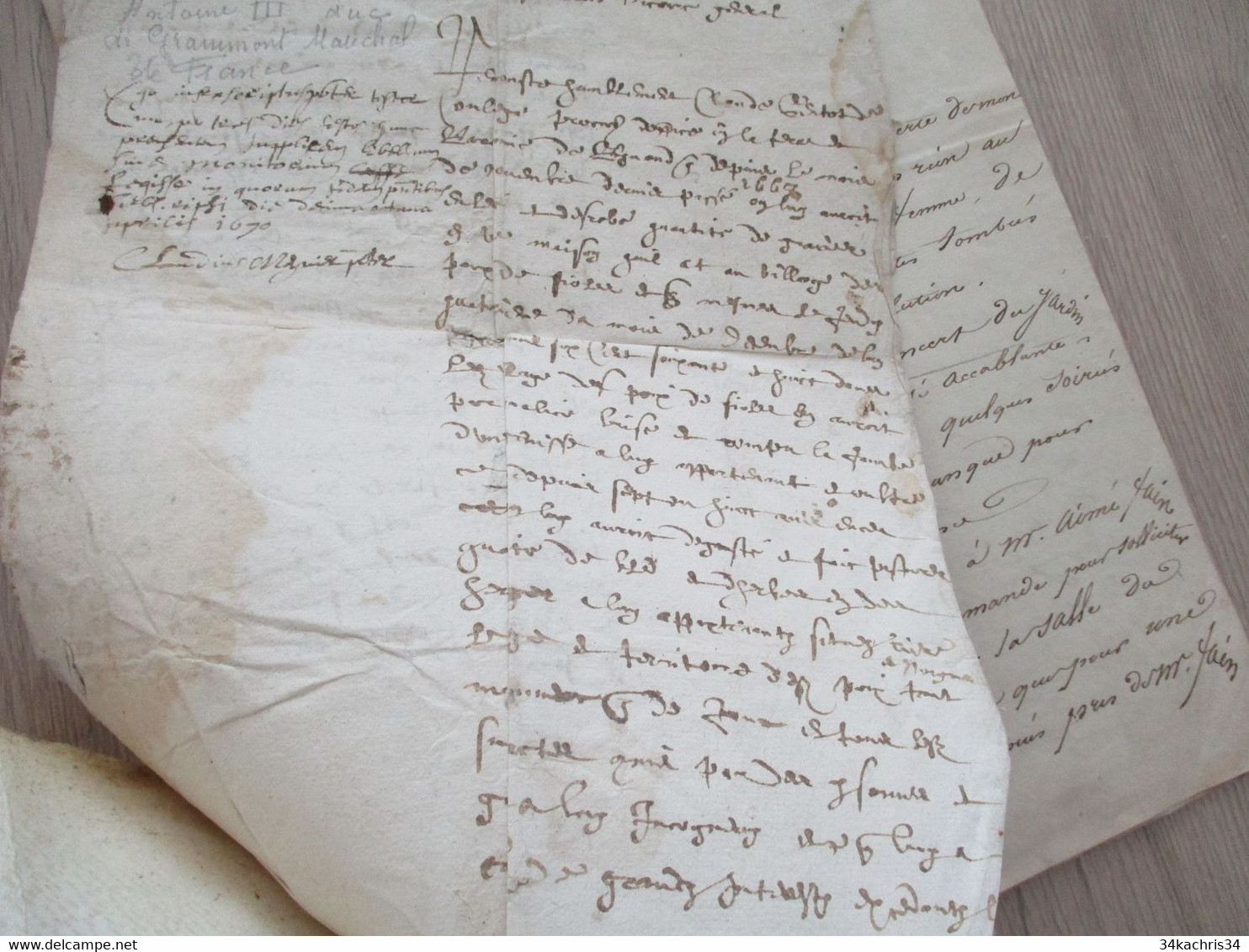 X2  Documents Dont 1669 De Grammont. Texte à Découvrir - Manuscritos