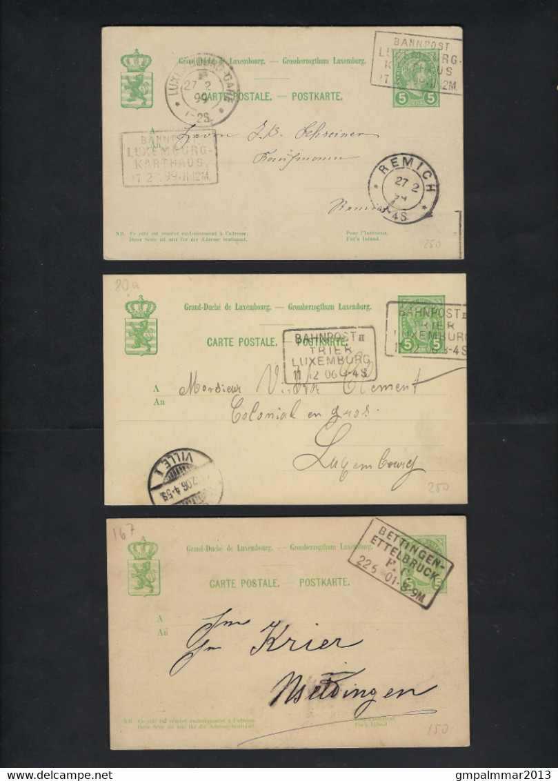 3 Carte Postales Cachet Differente BAHNPOST TRIER , KARTHAUS & BETTINGEN ; état + Details Voir Scan ! LOT 193 - 1895 Adolfo Di Profilo