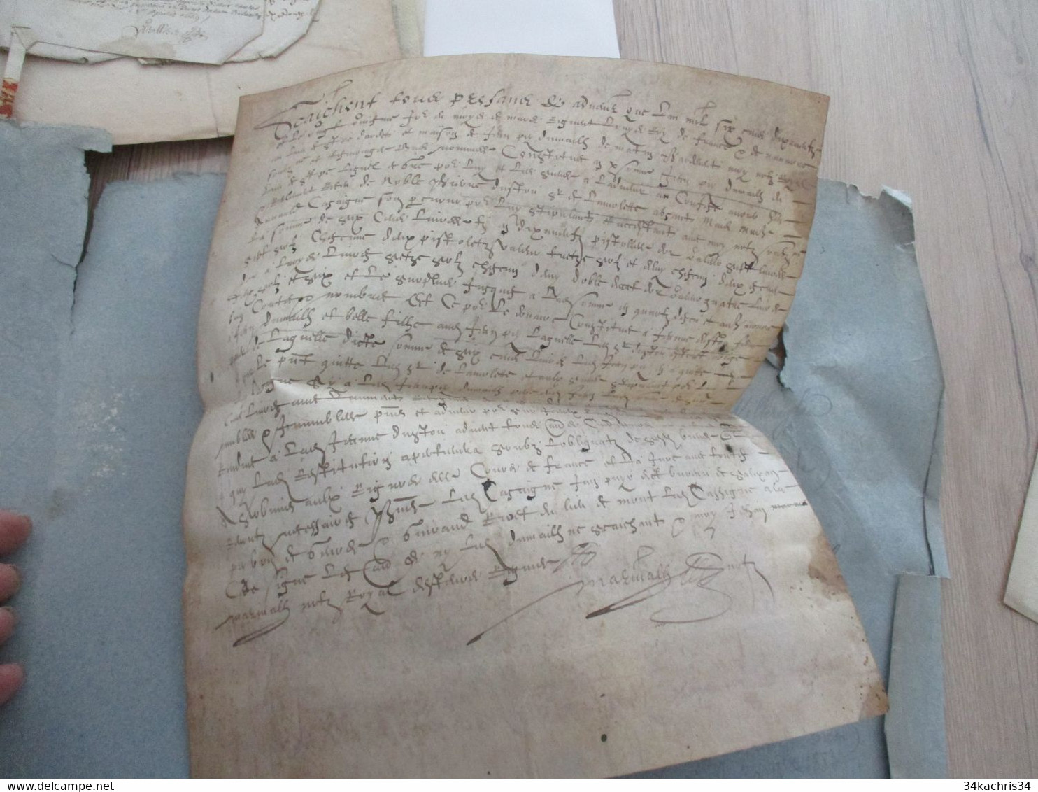 USTOU TARN AUDE X 3 documents dont généalogie et velin 1661  acte familiale