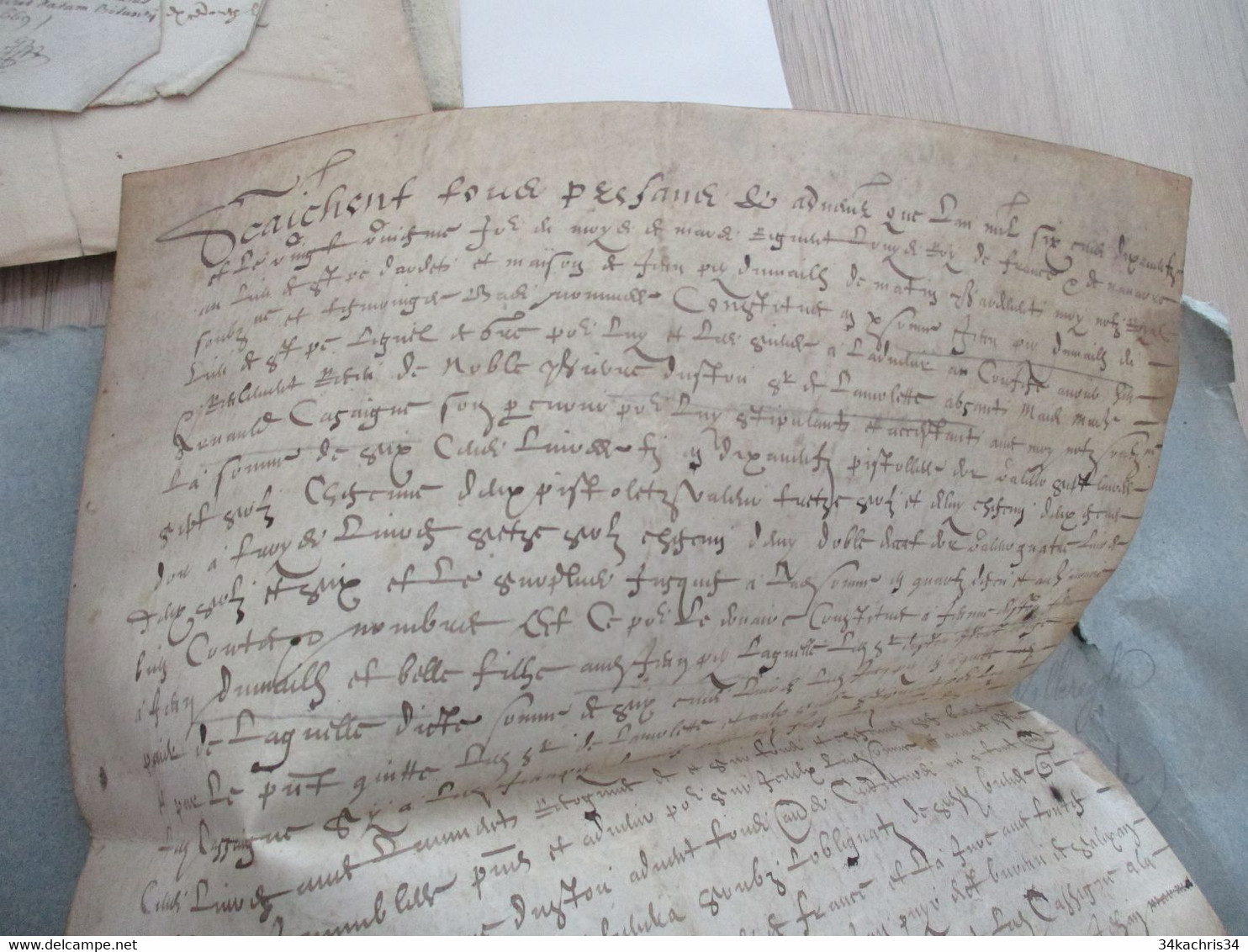USTOU TARN AUDE X 3 documents dont généalogie et velin 1661  acte familiale