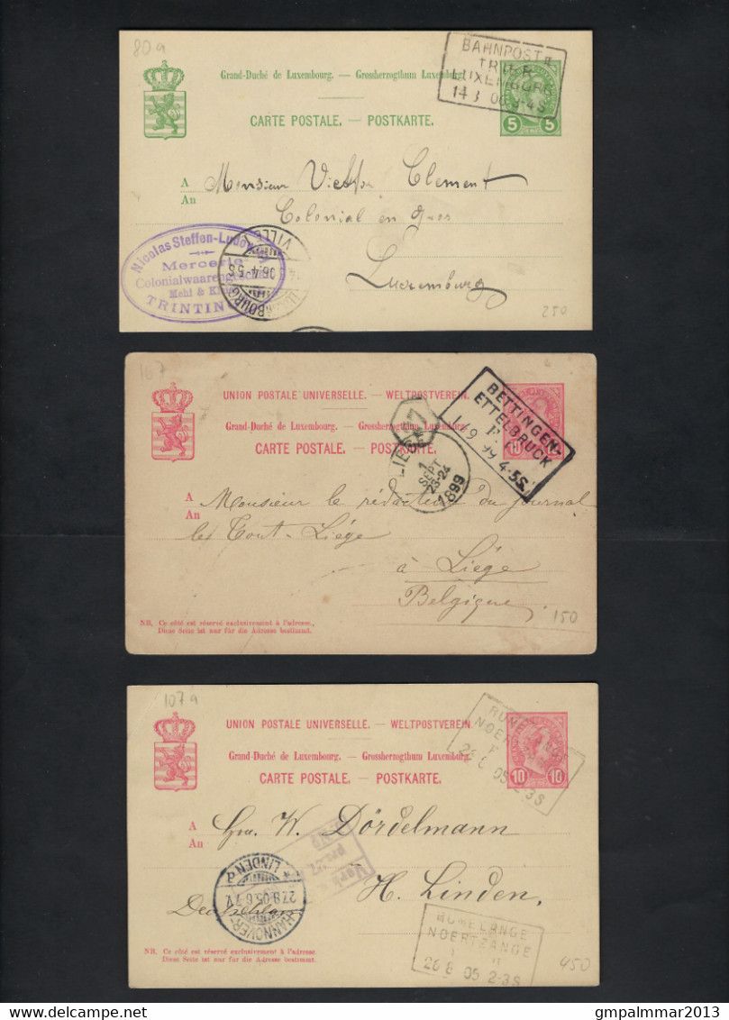 3 Carte Postales Cachet Differente BAHNPOST TRIER , BETTINGEN & RUMELANGE ; état + Details Voir Scan ! LOT 193 - 1895 Adolphe Profil