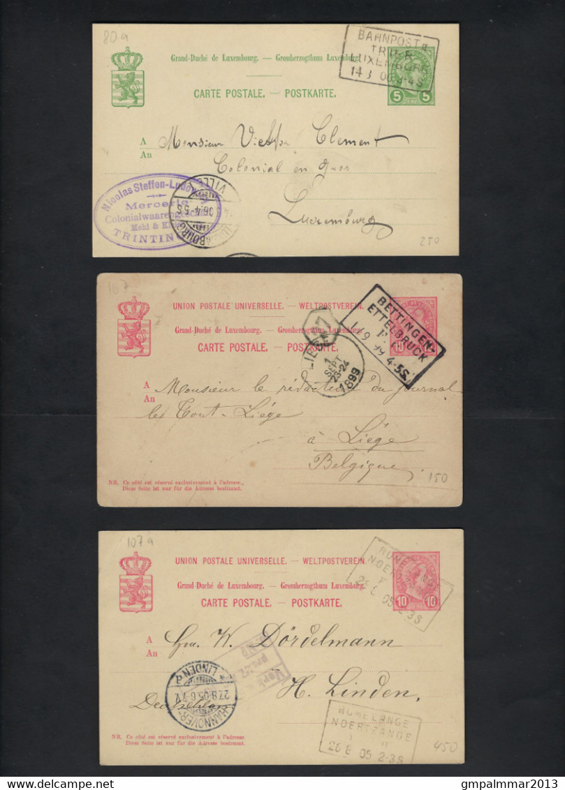 3 Carte Postales Cachet Differente BAHNPOST TRIER , BETTINGEN & RUMELANGE ; état + Details Voir Scan ! LOT 193 - 1895 Adolphe Rechterzijde