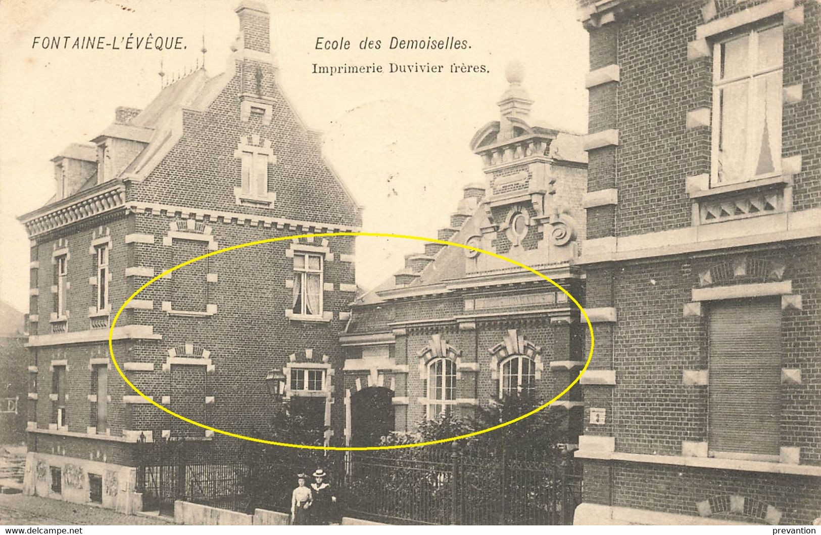 FONTAINE-L'EVEQUE - Ecole Des Demoiselles - Imprimerie Duvivier Fréres - Carte Circulé 1919 - Fontaine-l'Evêque