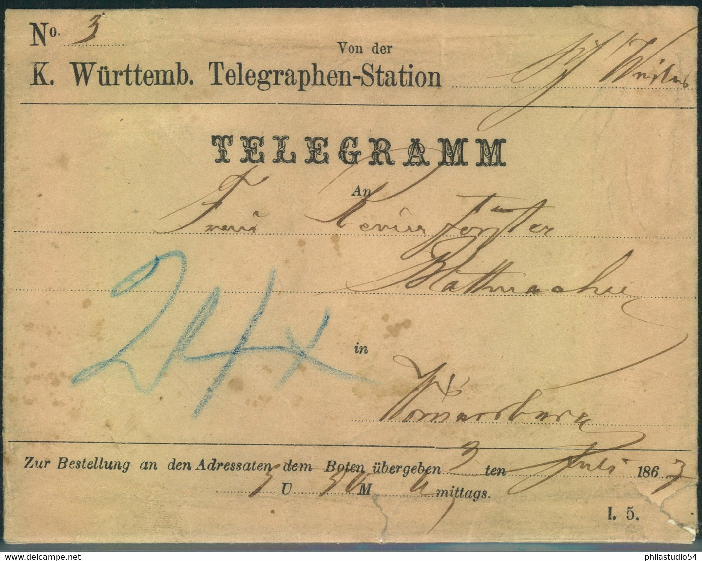 1967, Telegframm-Umschlag Gebraucht - Lettres & Documents