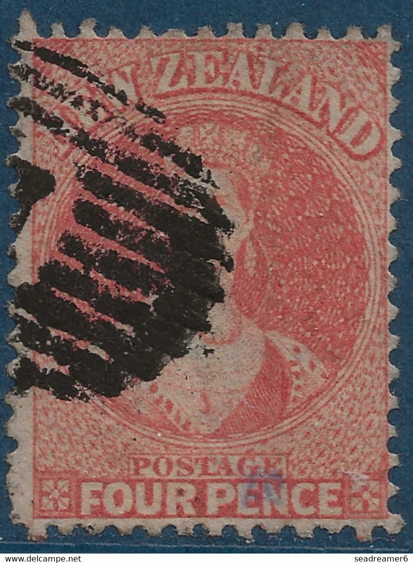 Nouvelle Zelande New Zeland Victoria N°33 4 Pence Rose Oblitéré Killer TTB - Used Stamps
