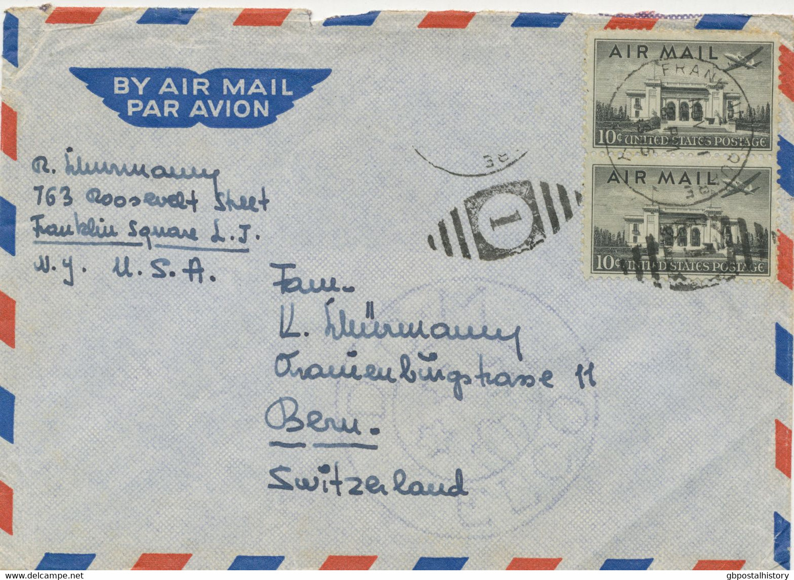 USA 1955, 10 C  (2x) Air Mail Building Of The Panamerican Union In Washington; Airplane Martin 2-0-2 On VF And Rare Cvr - Storia Postale