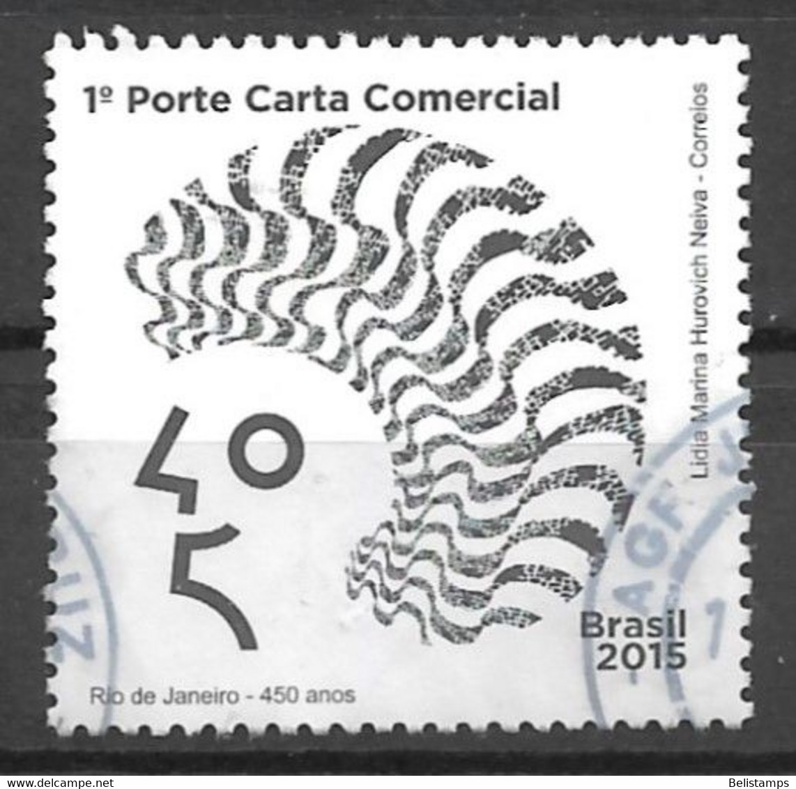 Brazil 2015. Scott #3296d (U) Rio De Janeiro, 450th Anniv. Hair Of Black Curved Lines - Usados