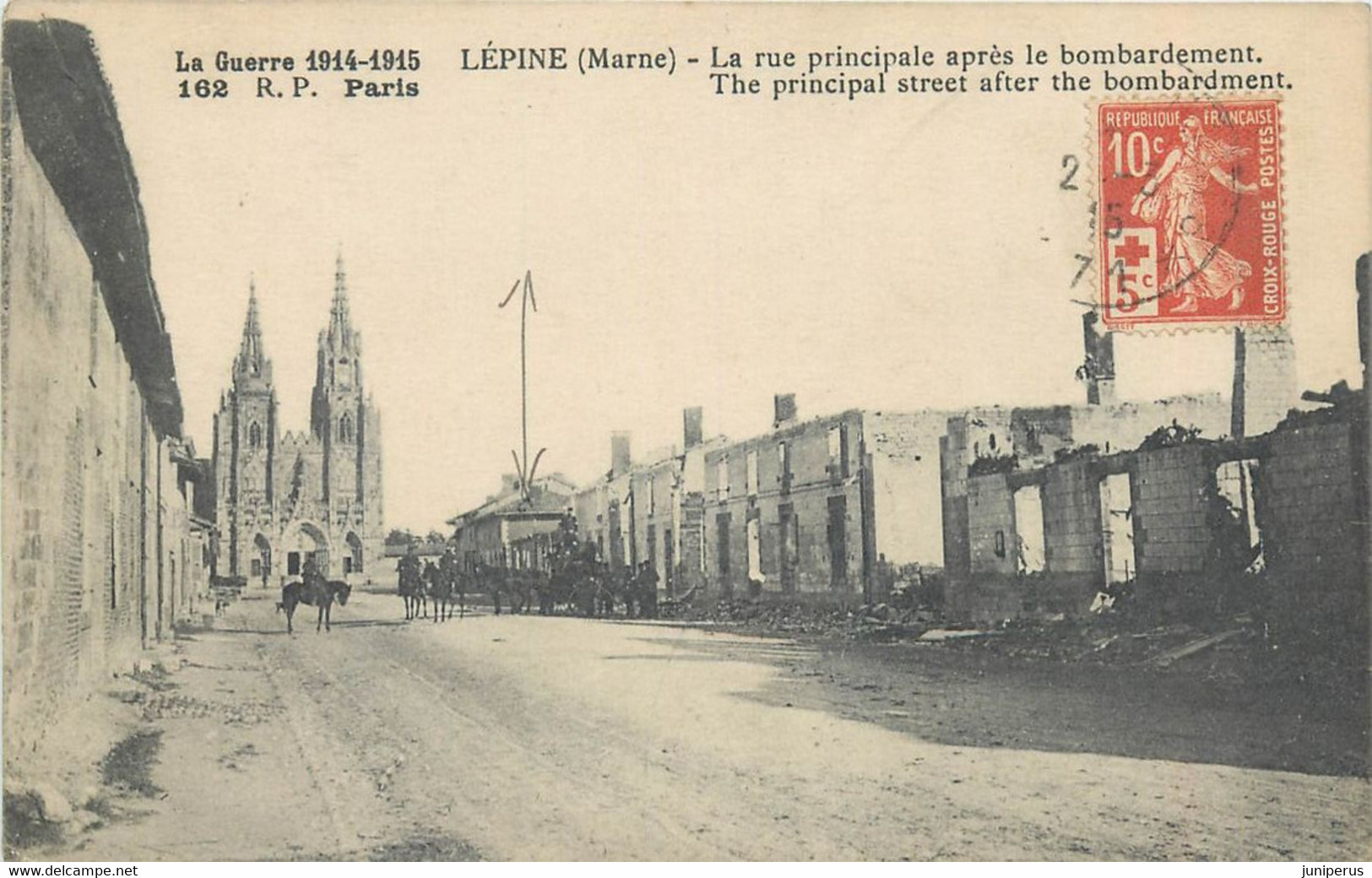 L'EPINE / LA RUE PRINCIPALE APRES LE BOMBARDEMENT - L'Epine