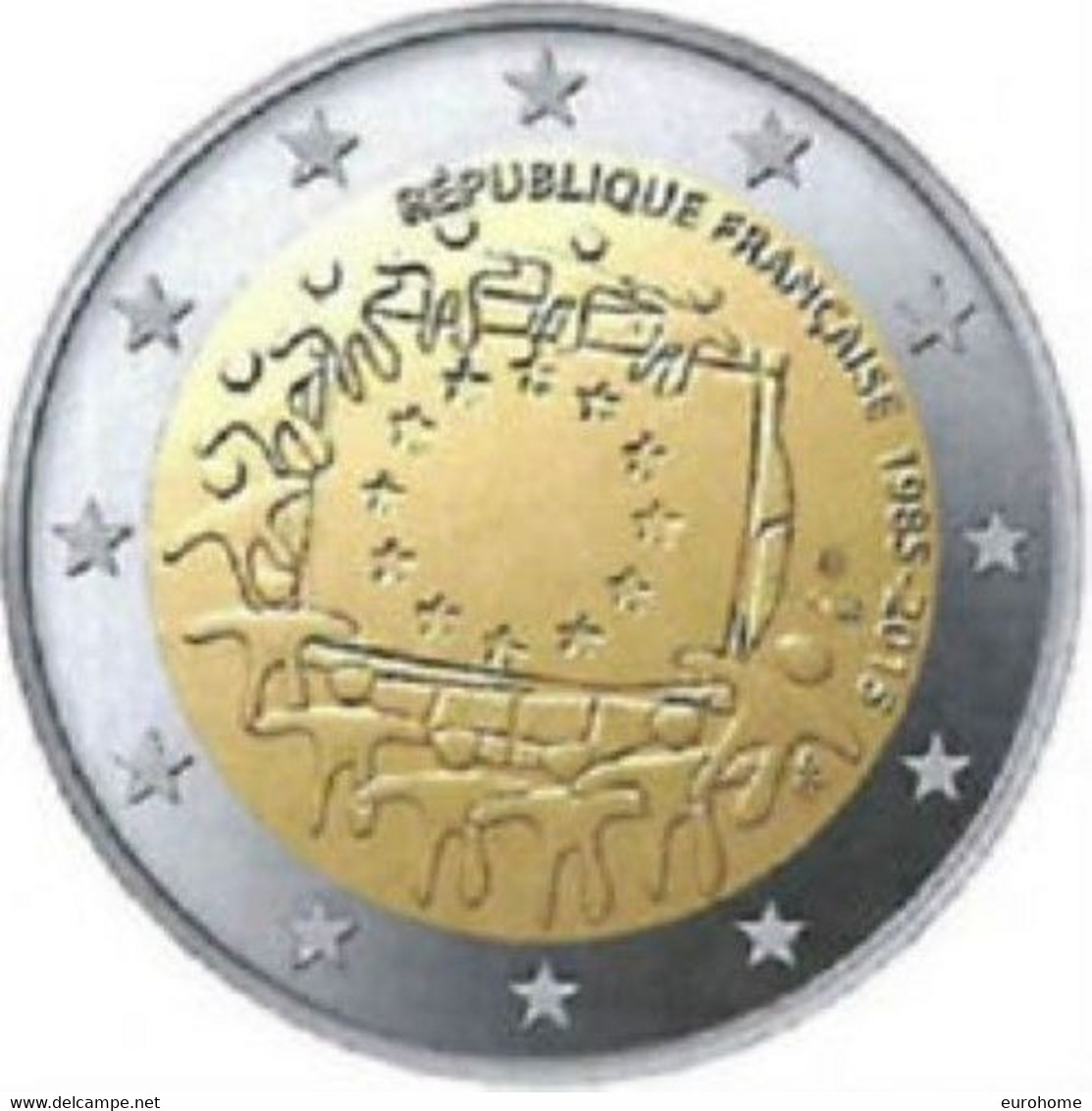 Frankrijk  2015    2 Euro Commemo  "30 Jaar Europese Vlag"   UNC Uit De Rol  UNC Du Rouleaux  !! - Francia