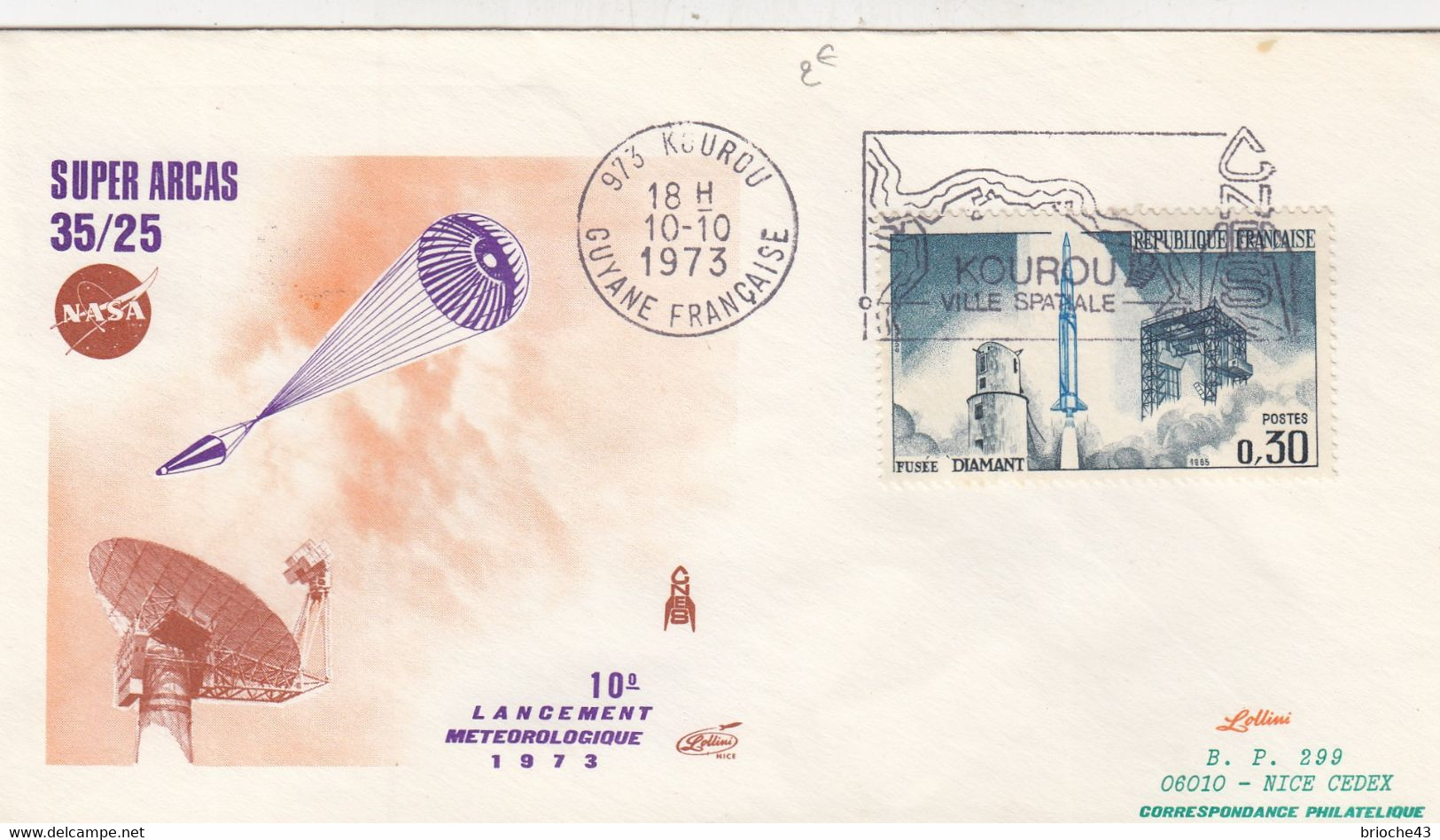 NASA - SUPER ARCAS 35/25 - 10e LANCEMENT METEO 1973 - - KOUROU 10.10.1973 /1 - Altri & Non Classificati