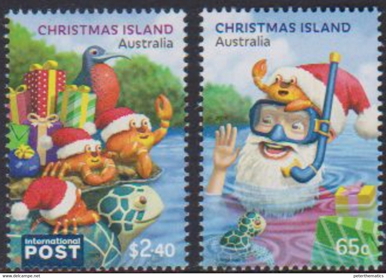 CHRISTMAS ISLAND, 2021, MNH, CHRISTMAS, CRABS, TURTLES, BIRDS, 2v - Navidad