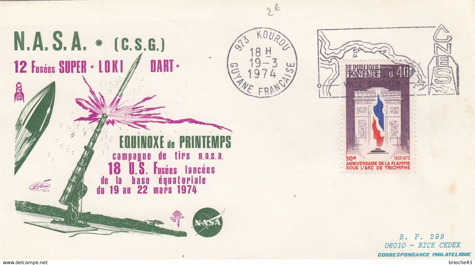 NASA - 12 FUSEES SUPER LOKI DART - EQUINOXE DE PRINTEMPS 18 US FUSEES LANCEES - KOUROU 19.3.1974 (2)  /1 - Autres & Non Classés